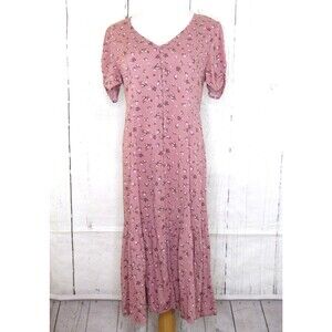 Wild Fable Button Down Midi Dress Size S Short Sleeve Pink Floral Cottagecore